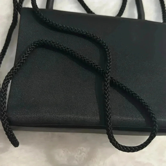 Vintage La Regale Black Evening Satin Mini Purse HandBag Crossbody Elegant Fun - Picture 7 of 16